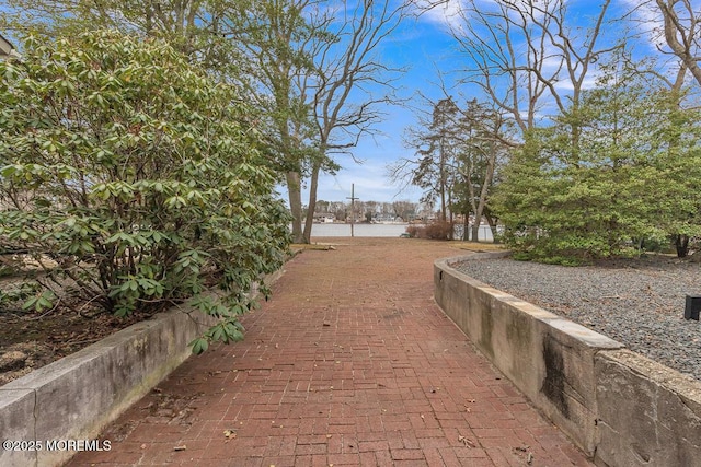 view of yard with a water view