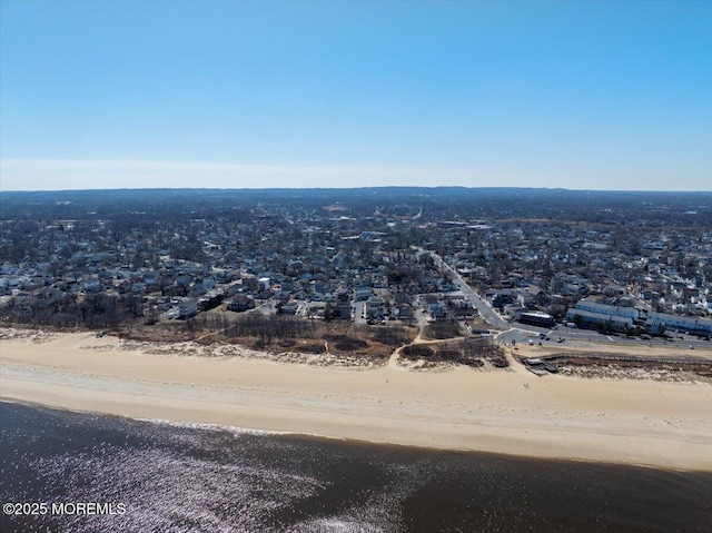 drone / aerial view featuring a view of the beach