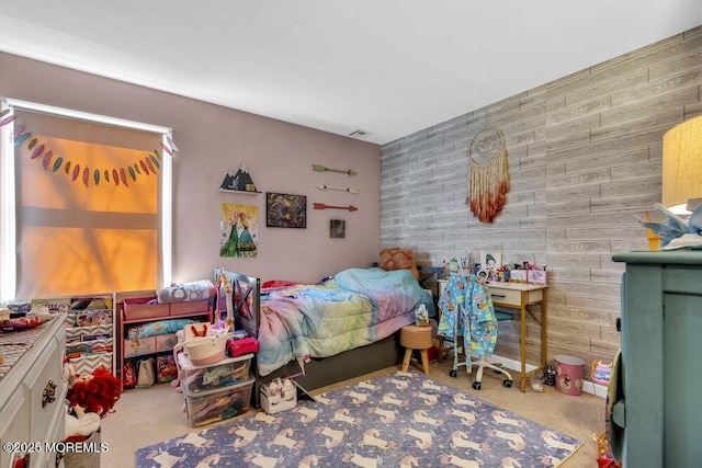 bedroom with visible vents and carpet floors