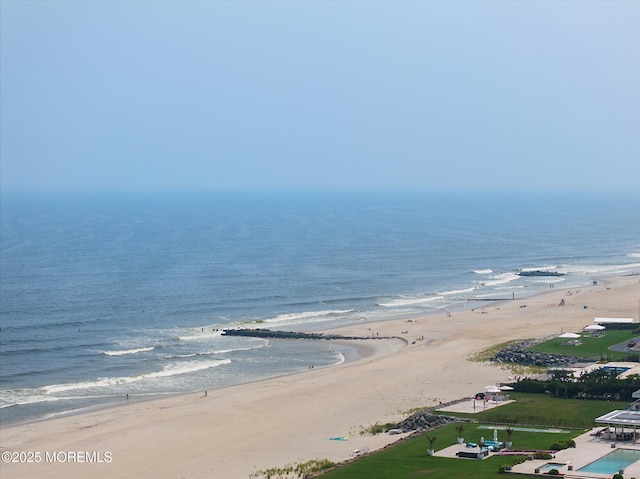 view of water feature with a view of the beach