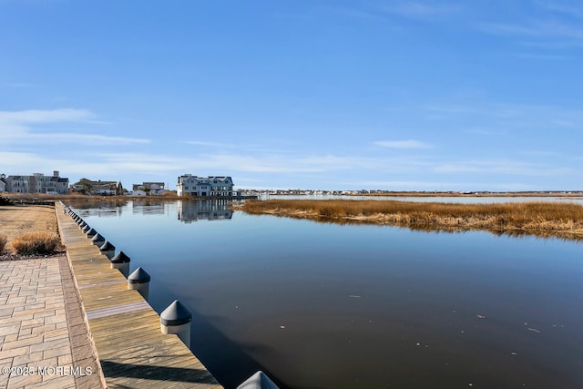 dock area featuring a water view