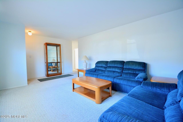 living area with carpet flooring