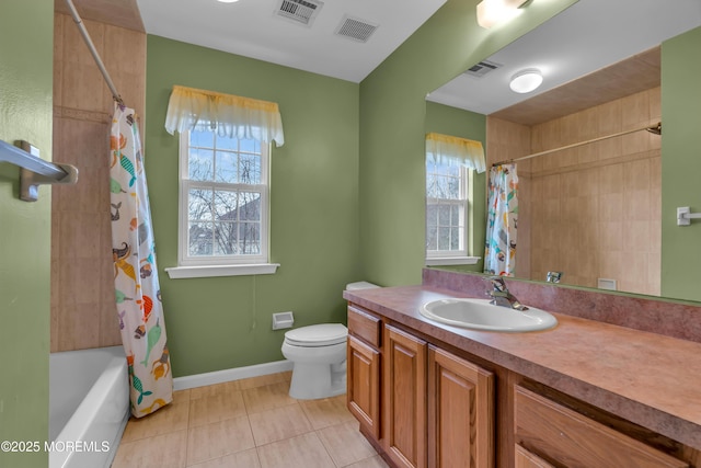 bathroom featuring tile patterned flooring, toilet, and visible vents