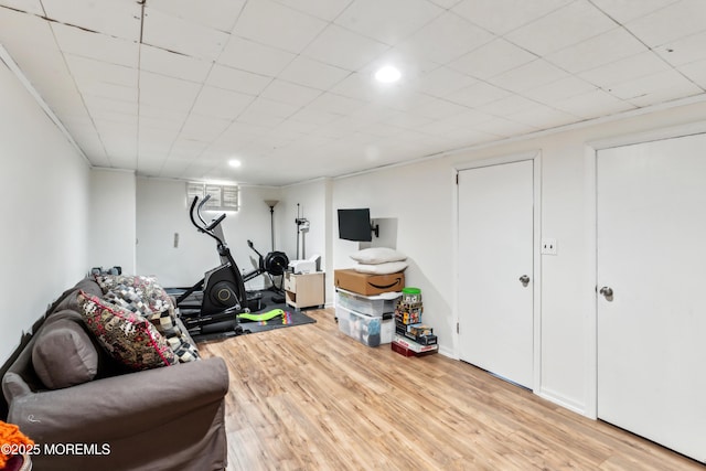 interior space with recessed lighting and wood finished floors