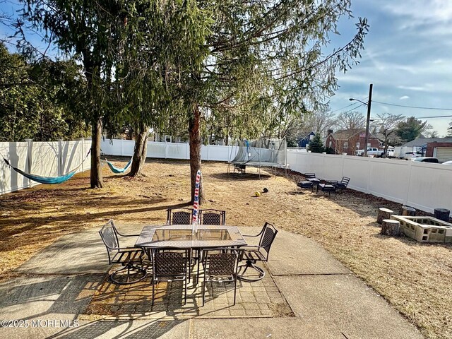 view of patio / terrace featuring outdoor dining space and a fenced backyard