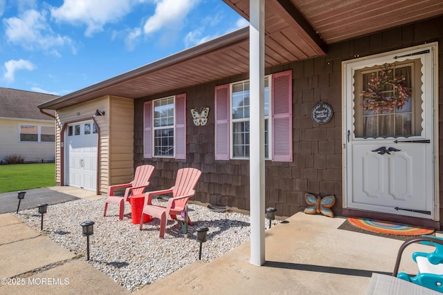 property entrance featuring a garage