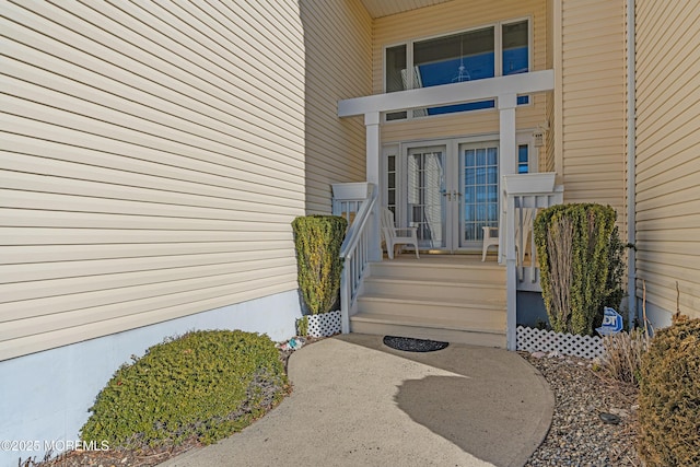 entrance to property featuring french doors