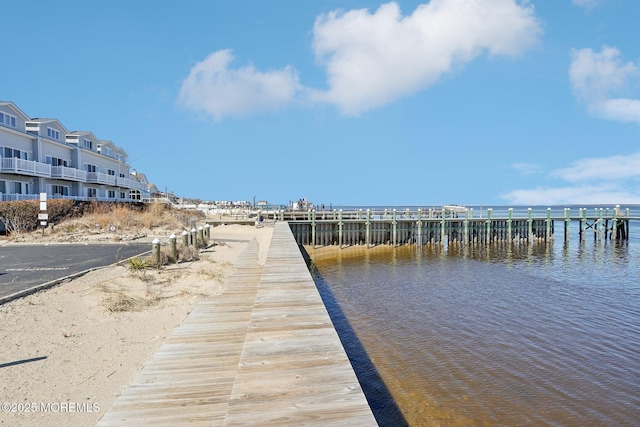 dock area featuring a water view