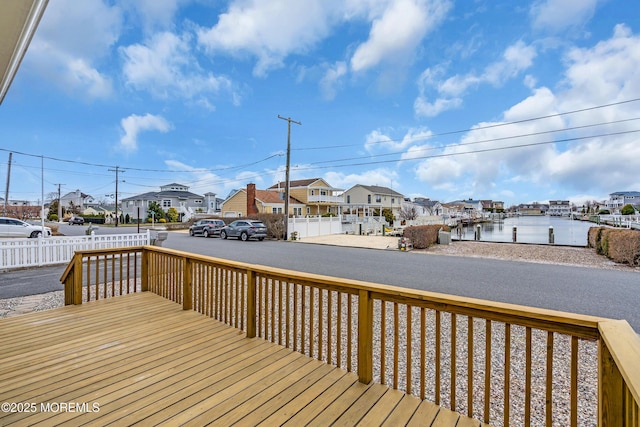 3172 Peddie St, Toms River, NJ 08753 - wooden terrace with a water view, fence, and a residential view