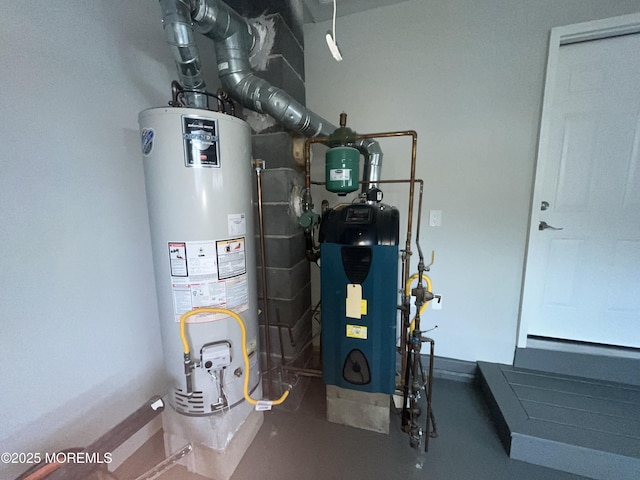 utility room featuring gas water heater