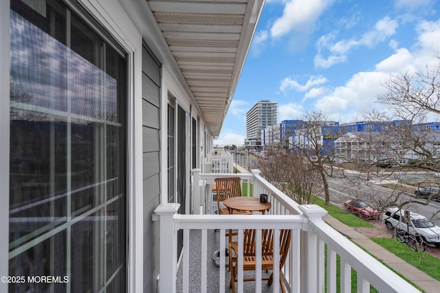 balcony with a view of city