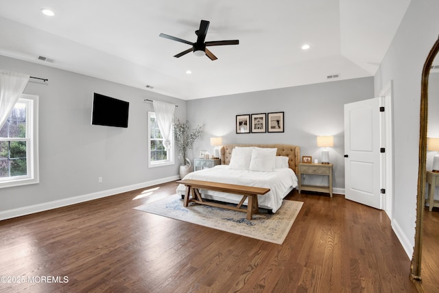 bedroom featuring recessed lighting, baseboards, and wood finished floors