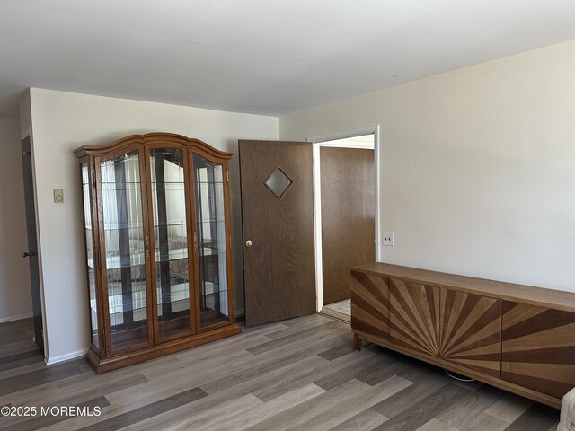 foyer entrance featuring baseboards and wood finished floors