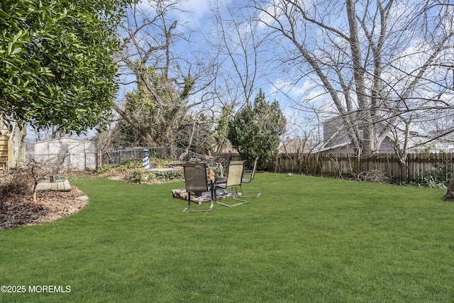 view of yard featuring a fenced backyard