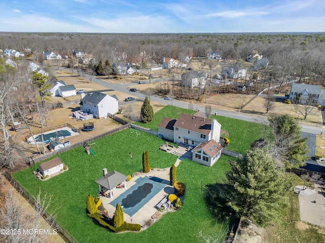 aerial view featuring a residential view