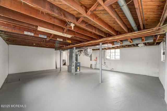 basement with a sink