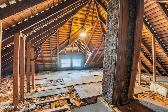 view of unfinished attic