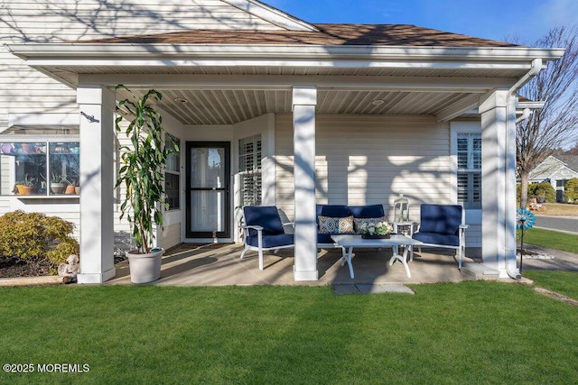 exterior space featuring outdoor lounge area