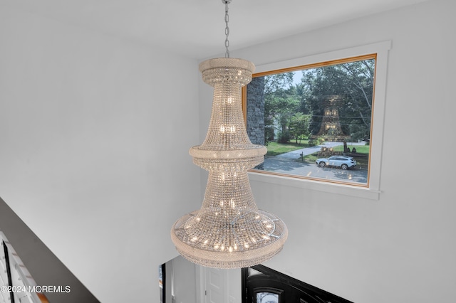 details with a chandelier