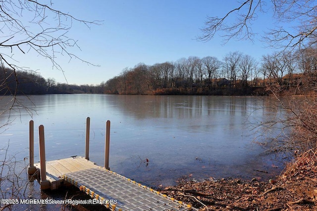 view of dock featuring a water view