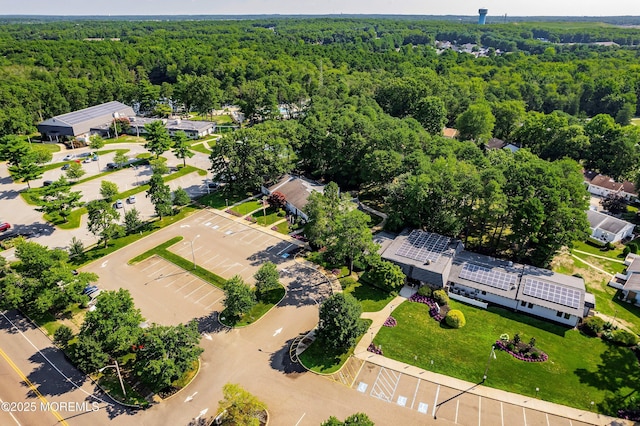 aerial view with a forest view