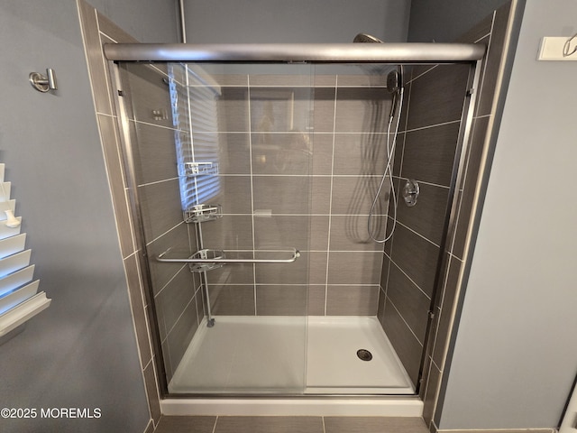 bathroom with a stall shower