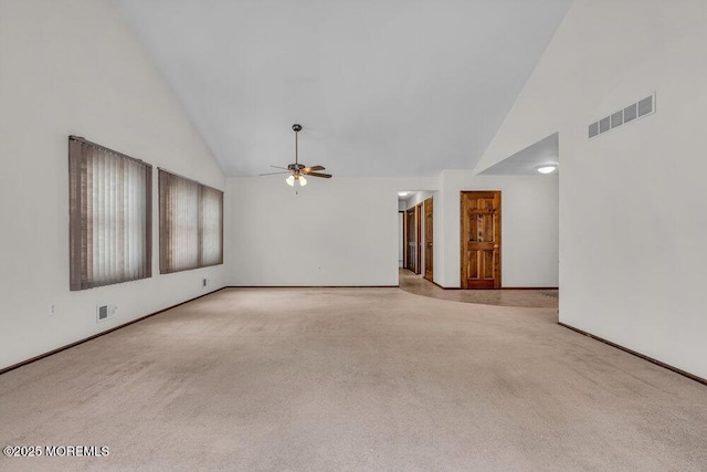 30 Turnberry Cir, Toms River, NJ 08753 - unfurnished room featuring visible vents, carpet, ceiling fan, and high vaulted ceiling