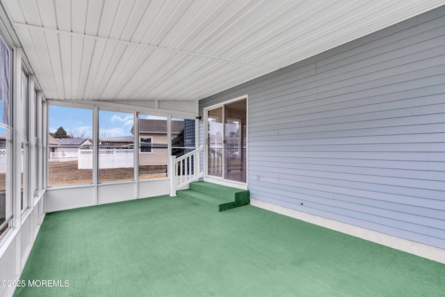 view of unfurnished sunroom