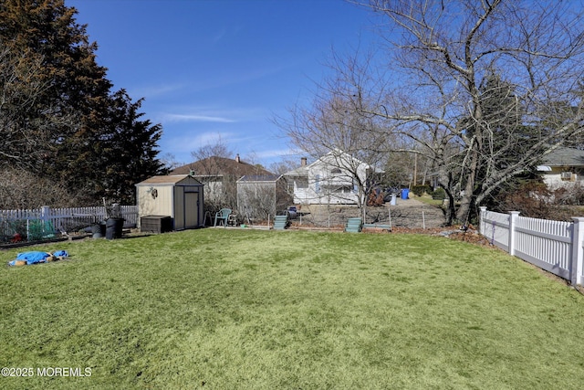 72 Mount Matterhorn Ln, Toms River, NJ 08753 - view of yard with a fenced backyard, an outdoor structure, and a shed