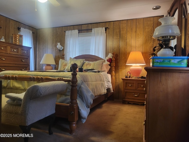 15 Wistoria Dr, Jackson, NJ 08527 - bedroom featuring wood walls, a ceiling fan, and carpet floors