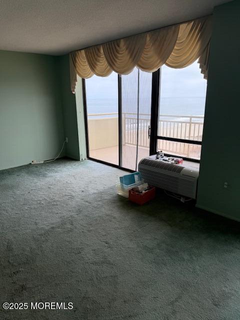 unfurnished bedroom with carpet flooring, multiple windows, and access to outside