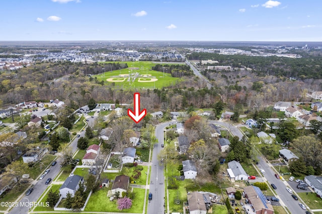 drone / aerial view featuring a residential view