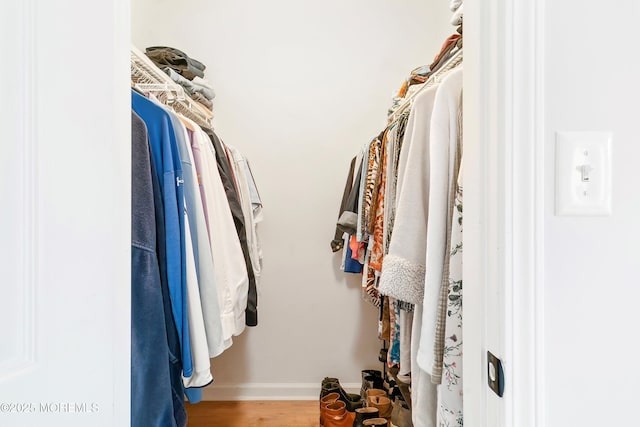 walk in closet featuring wood finished floors