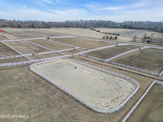 drone / aerial view with a rural view