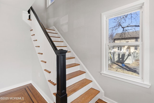 staircase with baseboards