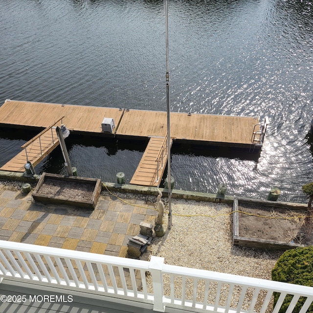 view of dock featuring a water view