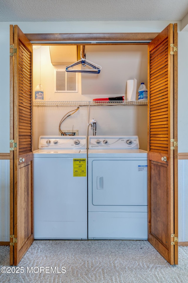 35 W Mohawk Dr, Little Egg Harbor, NJ 08087 - laundry area with washer and dryer and carpet flooring