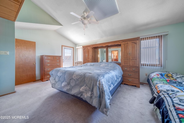 35 W Mohawk Dr, Little Egg Harbor, NJ 08087 - bedroom with vaulted ceiling, light carpet, a ceiling fan, and baseboards