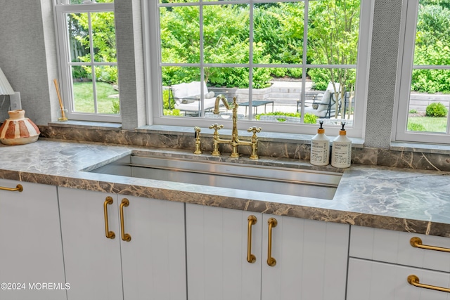 kitchen featuring white cabinets and a sink