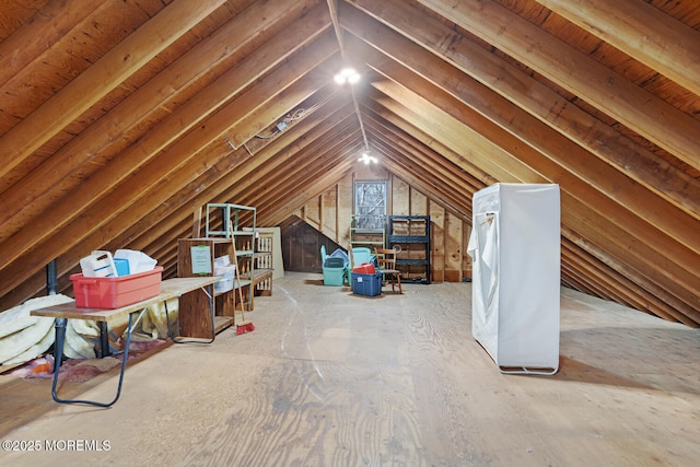 view of unfinished attic