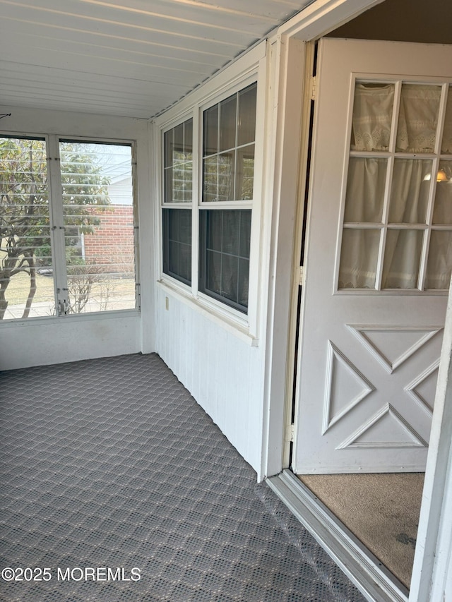 view of unfurnished sunroom