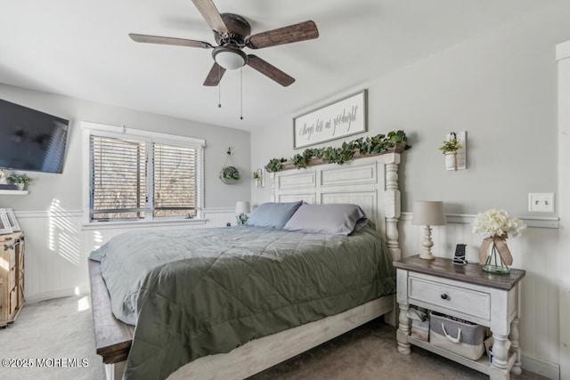 144 Brandywine Ct Unit 332, Brick, NJ 08724 - carpeted bedroom with wainscoting and a ceiling fan