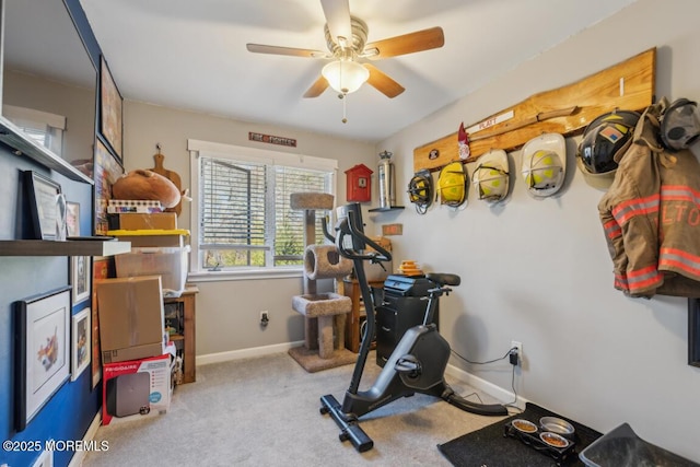 144 Brandywine Ct Unit 332, Brick, NJ 08724 - exercise room featuring carpet flooring, baseboards, and ceiling fan