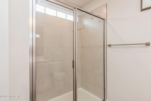 bathroom with a stall shower