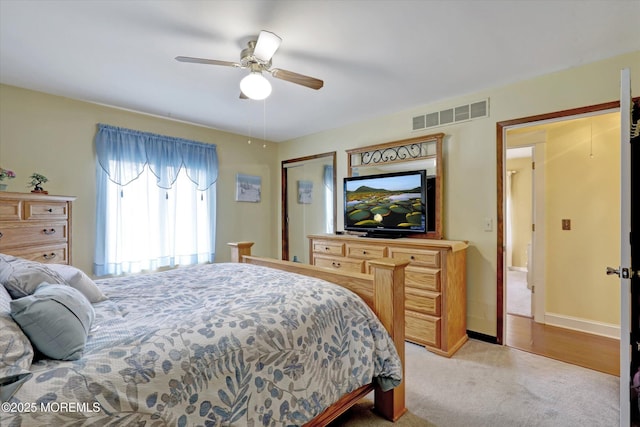 1500 First Ave, Toms River, NJ 08757 - bedroom featuring light carpet, visible vents, baseboards, and a ceiling fan