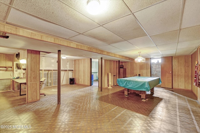 1500 First Ave, Toms River, NJ 08757 - recreation room featuring tile patterned floors, wooden walls, and pool table