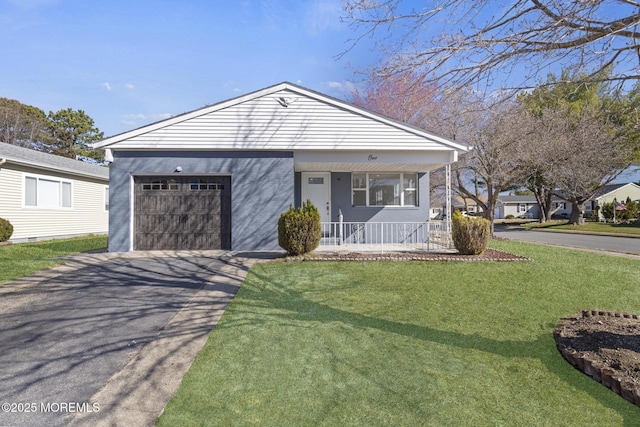 1 Redlands Ct, Toms River, NJ 08757 - view of front of house with covered porch, driveway, a front lawn, and a garage