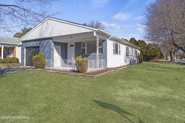 1 Redlands Ct, Toms River, NJ 08757 - view of front of property featuring central air condition unit, a porch, a front lawn, and a garage