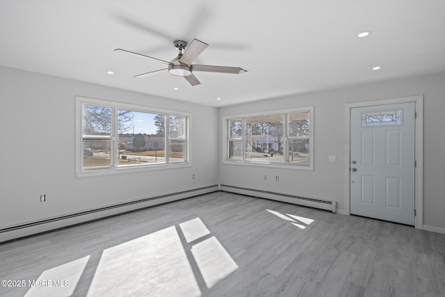 1 Redlands Ct, Toms River, NJ 08757 - entryway with a ceiling fan, wood finished floors, recessed lighting, baseboards, and baseboard heating