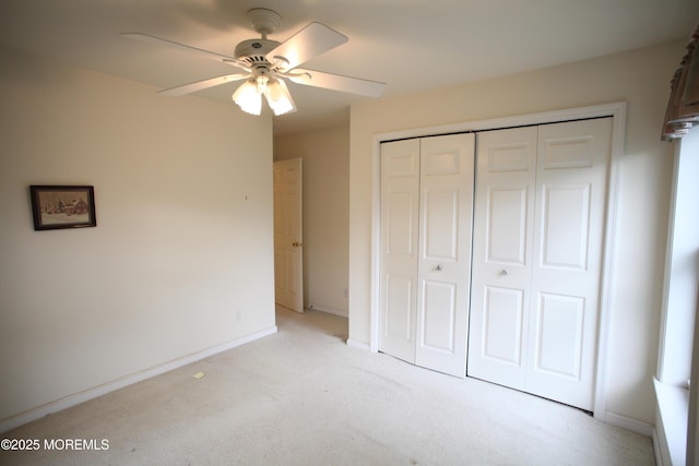 16 Ensor Pl, Island Heights, NJ 08732 - unfurnished bedroom with light colored carpet, a closet, baseboards, and ceiling fan